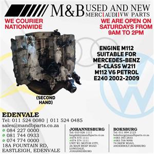 Engine M112 (Second Hand) Suitable for Mercedes-Benz E-Class W211 M112 V6 Petrol E