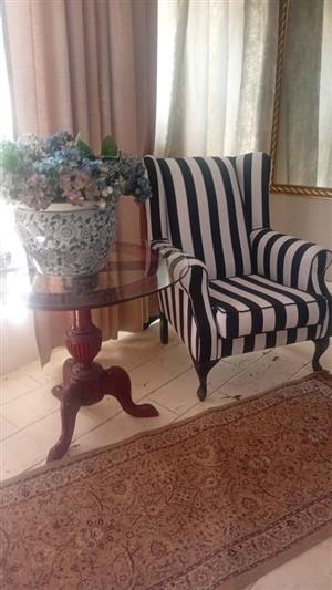 GORGEOUS  Occasional Table with Glass Top - Entrance hall or between chairs - Solid wood base