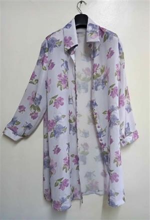 LADIES LARGE SHEER PURPLE LONG COVERALL