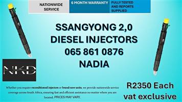SSANGYONG 2,0 DIESEL INJECTORS FOR SALE -RECONDITIONED AND NEW