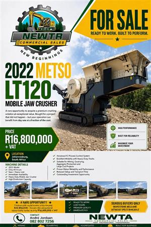 FOR SALE – METSO LT120 JAW CRUSHER 