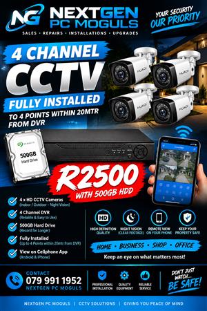 4 Channel CCTV fully installed 
