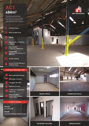 AC1 – 684m² Factory, Warehouse, Engineering Space