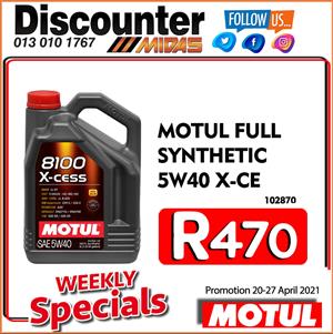Motul Full Synthetic 5W40 X-CE ONLY R470 at Discounter Midas!