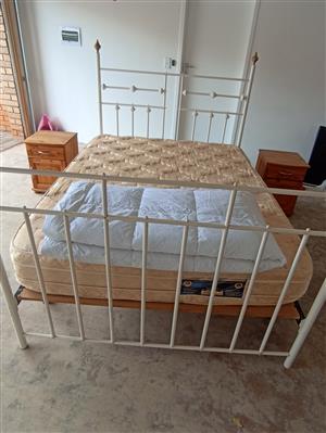 Queen size extra length bed,side cupboards and duvet 