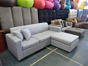L-shaped couch (light grey)- on sale