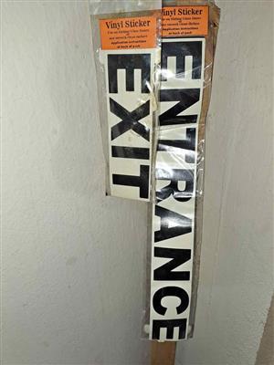 Vinyl sticker exit and entrance