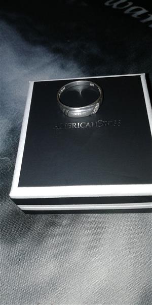 Mens silver diamond wedding/engagement ring 
