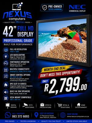 ️ PRE-OWNED NEC 42" COMMERCIAL DISPLAY