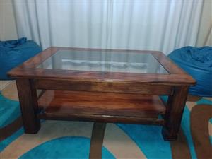 Solid wood with glass top coffee table