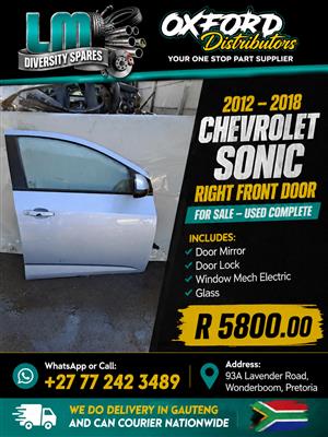 2012 Chevrolet Sonic Right Front Door Complete for sale used 