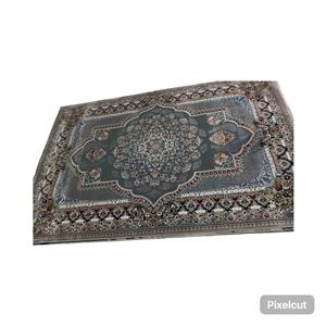 Premium Medallion Persian-Style Area Rug – Elegant Slate Grey & Royal Blue Floral Design