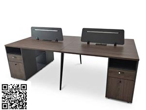 New Modern 4-Way Office Workstation Desk – Walnut & Charcoal - DAA7112