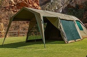 Campmaster canvas tent with gazebo