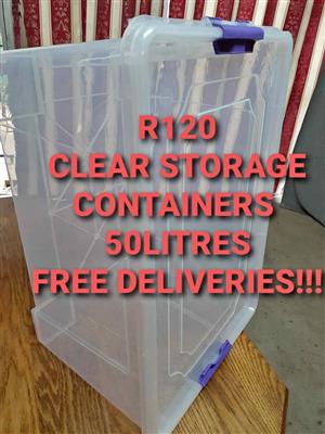 CLEAR 50 LITRE ALL PURPOSE STORAGE CONTAINERS