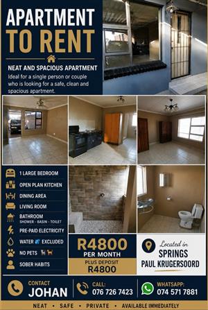 Rental Unit open plan one bedroom apartment 