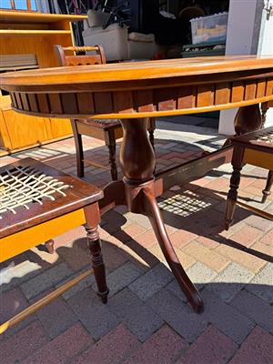 Vintage oval yellow and emboya dining table