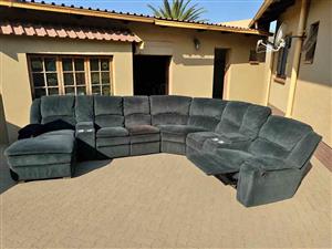 Black suede L-shape couch for sale