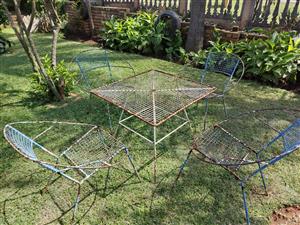 Wire Mesh Steel Table and 4 Chairs