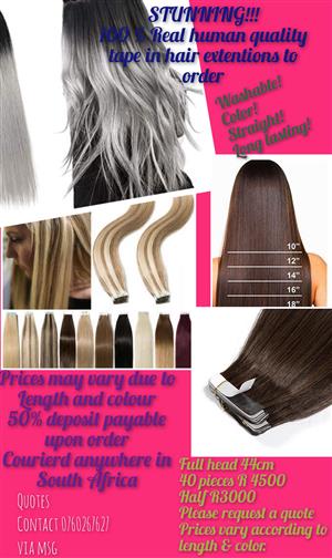 100% human hair tape in extentions 