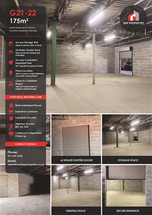 G21 – G22 – 175m² Secure Storage Space To Let