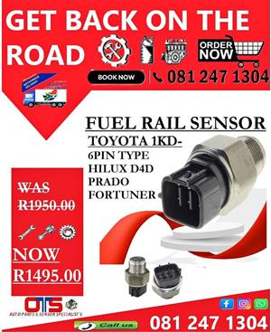 Toyota Hilux D4D Fortuner Prado 1kd 2kd Fuel rail Pressure Sensor 6pin Brand New on sale