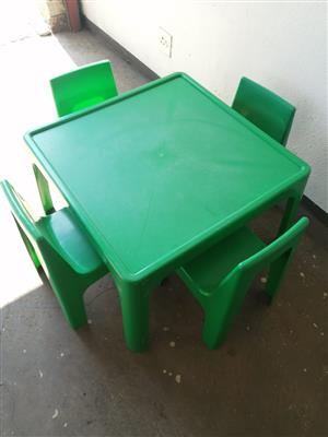 4 x Kiddies Plastic Tables With 4 Chairs