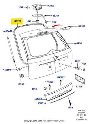 FORD FIGO BOOTLID RUBBER - OEM 2011-