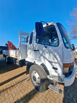 2010 Mitsubishi Fuso FM14-213 Dropside with Rear Mount Crane PK12000