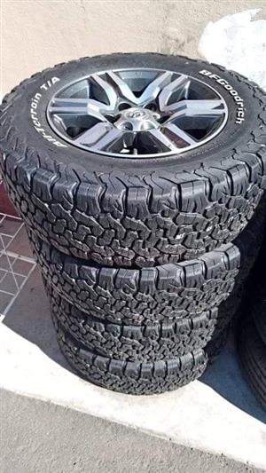 17inch Toyota Hilux Fortuner mags with BF Goodrich tyres 70% treads on them set 