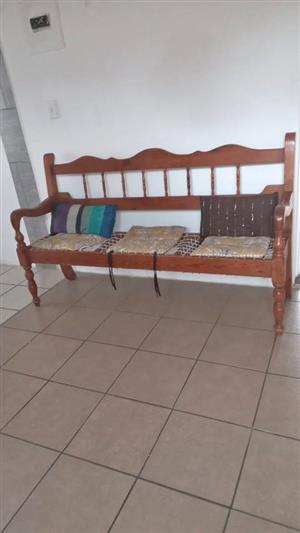 Solid Wooden 3-Seater Bench – Farmhouse Style