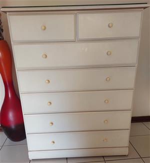 White Wooden Dresser with glass top