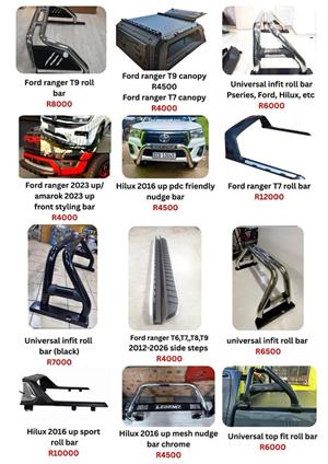 Nudge Bars, Bull Bars including Roll Bars, Sports Bars and Side Steps, call 