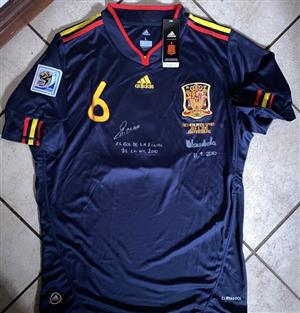 2010 WC Spain Jersey - Autographed by Andres Iniesta and Nelson Mandela!