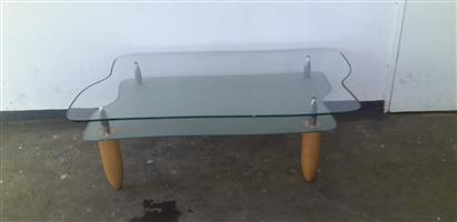 Glass Coffee Table With Wooden Legs 
