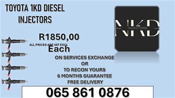 TOYOTA 1KD DIESEL INJECTORS FOR SALE NEW AND RECON