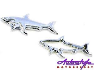Chrome Shark Sticker Badge