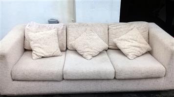 ( 2) Beautiful couches white for (6 sitters 3 + 3) & 5 sitters (3+2) purple, exelent condition.