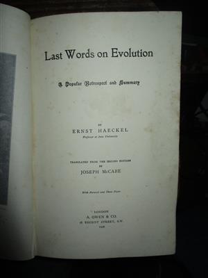 Last Words on Evolution 1906