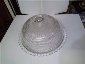 Brand new glass cake stand with dome
