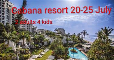 Cabana beach resort 20-25 July 4 adults 2 kids