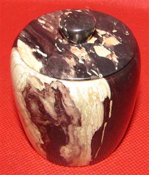 Vintage Namibian Pyrophyllite Hand Carved Stone Jar with Lid