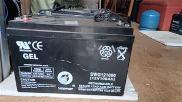 11 x 12V 100Ah Solar Batteries - 6 Sunnyway Gel + 5 Vaulex - Excellent Condition