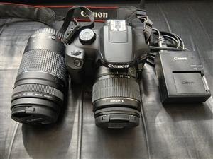 DSLR Canon EOS 4000D Camera (2x lenses), with battery, neck strap, charger, 16GB