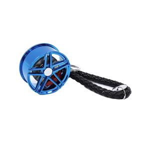 Enzo Wheel Keyring With Leather Strap (Blue)