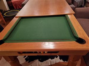Solid Oak Pool Table with slate top 