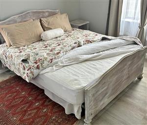 Queen Size Wooden Bed with Mattress, Side Table, Electrical Blanket- Good Condition - Still Bay