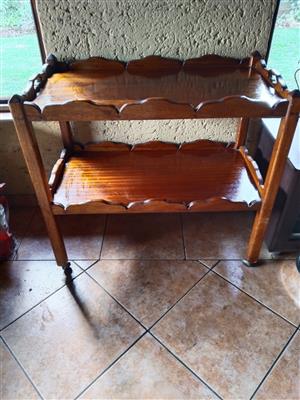 Wooden tea trolley 2 tier