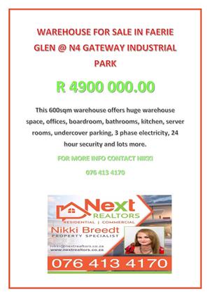 WAREHOUSE FOR SALE IN N4 GATEWAY INDUSTRIAL PARK, FAERIE GLEN