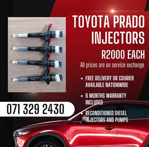 TOYOTA PRADO INJECTORS FOR SALE WITH WARRANTY INCLUDED IN 